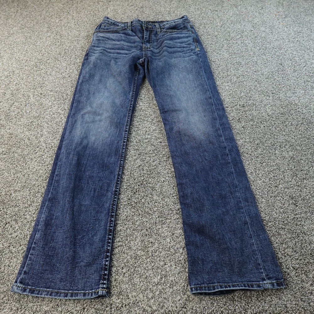 Buckle BKE Jeans Mens 30X33 Dark Blue Denim Jake Straight Leg Stretch Whiskered‎